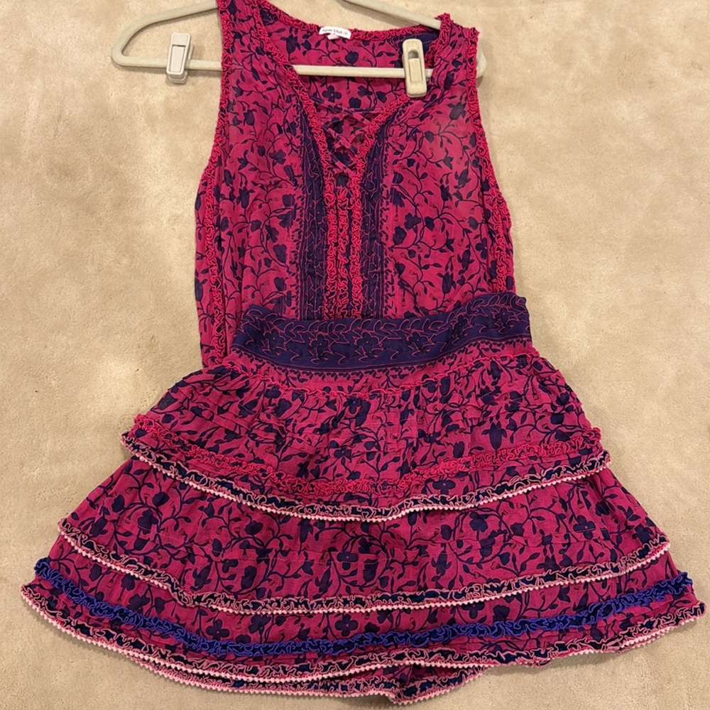 Poupette St. Barth Pink and Purple Floral skirt set